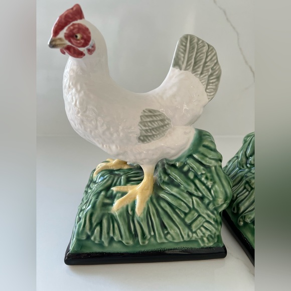 Bordallo Pinheiro Chicken Bookends VTG Pair - Picture 2 of 6